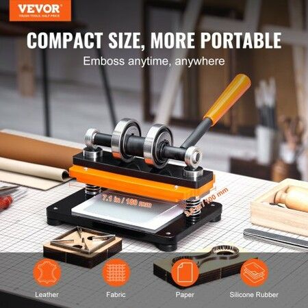 Leather Cutting Machine, 7.1 x 3.9 in Embossing Plate Manual Die Cutter, 0.47 in Pressure Stroke Leather Embossing Machine, Dual Guide Shafts Die Cut Machine for Various of Materials