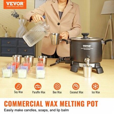 Wax Melter for Candle Making, 5 Liter Large Electric Wax Melting Pot Easy Pour Spout, 4-level Temperature Control, Easy Clean for Candle Soap Cream Beauty Bulk Production Business or Home