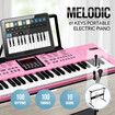 61 Key Electronic Keyboard Pink Standard Portable Piano Music Instrument with Adjustable Stand Microphone Power Adapter