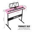 61 Key Electronic Keyboard Pink Standard Portable Piano Music Instrument with Adjustable Stand Microphone Power Adapter