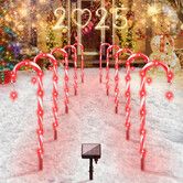 Large Panel 160 RED LED Solar Candy Cane Pathway Lights,Solar Christmas Lights Outdoor Decorations Waterproof IP65,8 Modes Candy Cane Lights (20 Pack)