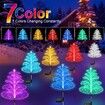 Solar Christmas Decorations Trees Lights Outdoor Waterproof Solar Christmas Tree Jellyfish Lights 5 Layer Optical Fiber 7 Color Changing,3PCS