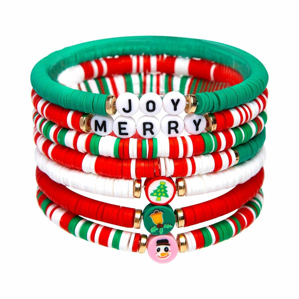 6 Pack Cute Xmas Bracelets for Women Teen Girls as Party Gifts (Red)