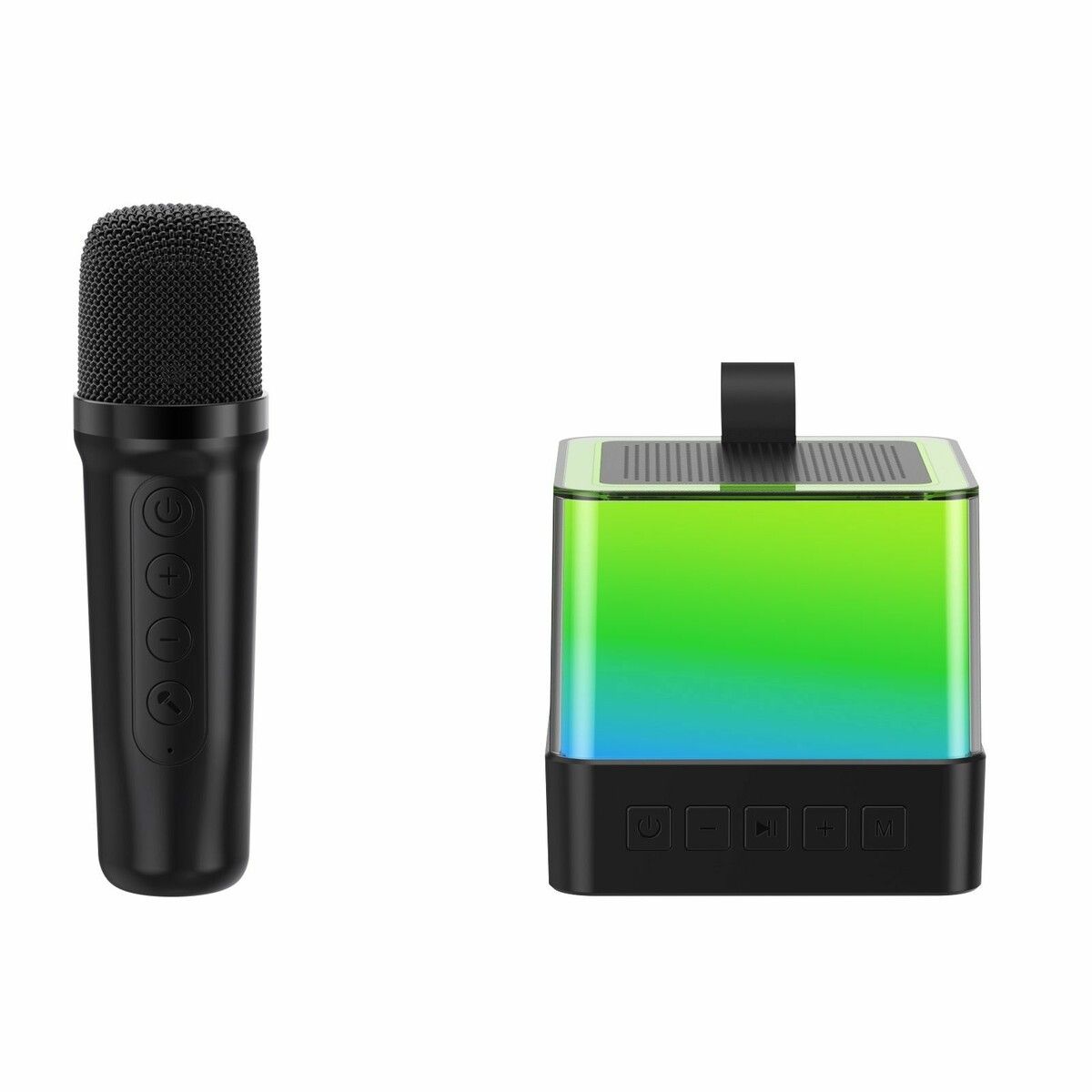 Black 1 Wireless Microphones Portable Bluetooth Karaoke Speaker With LED Lights Perfect for Birthday Parties