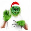 Grinch Christmas Mask with Red Hat and Glove, Costume Christmas Holiday Party Costume Props