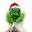 Grinch Christmas Mask with Red Hat and Glove, Costume Christmas Holiday Party Costume Props