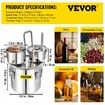 Moonshine Still 5 Gal 21L Stainless Steel Water Alcohol Distiller Copper Tube Home Brewing Kit Build-in Thermometer for DIY Whisky Wine Brandy, 5GAL, 3 pots