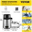 Countertop Water Distiller, 1.1 Gallon/4L, 750W Stainless Steel Distilled Water Making Machine, Purifier Filter with Glass Collection, Distilling Alcohol Whiskey for Home Use, CE Listed, Silver