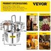 3 Pot 12L Alcohol Distiller Water Wine Boiler Home Brew Moonshinestill