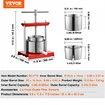 Fruit Wine Press, 1.6 Gallon/6L, 2 Stainless Steel Barrels, Manual Juice Maker, Cider Apple Grape Tincture Vegetables Honey Olive Oil Making Press with T-Handle for Outdoor, Kitchen, and Home