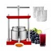 Fruit Wine Press, 1.6 Gallon/6L, 2 Stainless Steel Barrels, Manual Juice Maker, Cider Apple Grape Tincture Vegetables Honey Olive Oil Making Press with T-Handle for Outdoor, Kitchen, and Home