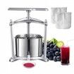 Fruit Wine Press, 1.6 Gallon/6L, 2 Stainless Steel Barrels, Manual Juice Maker, Cider Apple Grape Tincture Vegetables Honey Olive Oil Making Press with T-Handle, Triangular Structure for Kitchen