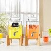 Beverage Dispenser, 1.5 Gallon Drink Dispensers for Parties, Glass Juice Dispenser with Stand, Stainless Steel Spigot, Iced Tea Lemonade Juice Water Dispenser, for Restaurants, Hotels, Parties