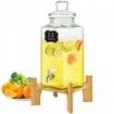 Beverage Dispenser, 2.5 Gallon Drink Dispensers for Parties, Glass Juice Dispenser with Stand, Stainless Steel Spigot, Iced Tea Lemonade Juice Water Dispenser, for Restaurants, Hotels, Parties
