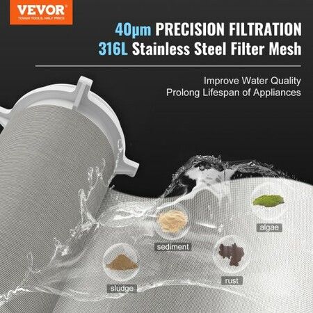 Spin Down Filter, 40 Micron Whole House Sediment Filter for Well Water, 1" G-M + 1 1/4" G-M, 8 T/H High Flow Rate, for Whole House Water Filtration Systems, Well Water Sediment Filter
