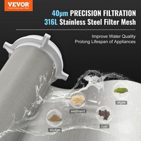 Spin Down Filter, 40 Micron Whole House Sediment Filter for Well Water, 3/4" G-M + 1" G-M, 4 T/H High Flow Rate, for Whole House Water Filtration Systems, Well Water Sediment Filter