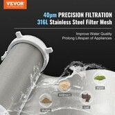 Spin Down Filter, 40 Micron Whole House Sediment Filter for Well Water, 3/4" G-M + 1" G-M, 4 T/H High Flow Rate, for Whole House Water Filtration Systems, Well Water Sediment Filter