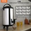 Stainless Steel Insulated Beverage Dispenser, 7.6 Liter, Thermal Hot and Cold Drink Server Dispenser with Spigot Handle, Food-grade for Hot Tea Coffee Water Restaurant Drink Shop