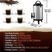 Stainless Steel Insulated Beverage Dispenser, 7.6 Liter, Thermal Hot and Cold Drink Server Dispenser with Spigot Handle, Food-grade for Hot Tea Coffee Water Restaurant Drink Shop