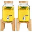 Beverage Dispenser, 1 Gallon Drink Dispensers for Parties, Glass Juice Dispenser with Stand, Stainless Steel Spigot, Iced Tea Lemonade Juice Water Dispenser, for Restaurants, Hotels, Parties