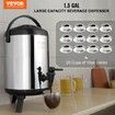 Stainless Steel Insulated Beverage Dispenser, 6 Liter, Thermal Hot and Cold Drink Server Dispenser with Spigot Handle, Food-grade for Hot Tea Coffee Water Restaurant Drink Shop