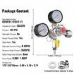 Double Gauge Regulator, CO2 Regulator Gauge with 0-60PSI, Heavy Duty CO2 Gauge Gas System, Draft Beer Regulator with Check Valve, Adjustable Pressure Regulator for Draft Beer Homebrew, CGA320