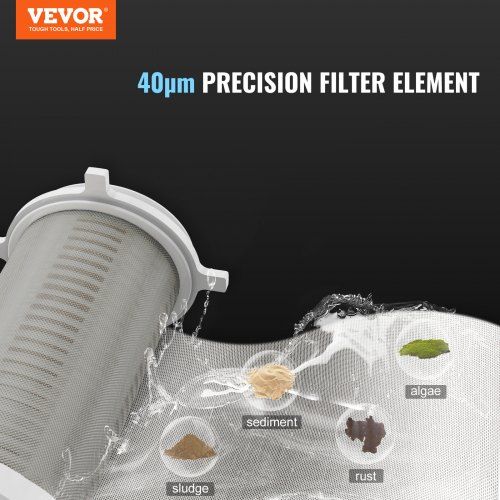 Spin Down Filter, 40 Micron Whole House Sediment Filter for Well Water, 3/4" G-F + 1" G-M, 4 T/H High Flow Rate, for Whole House Water Filtration Systems, Well Water Sediment Filter