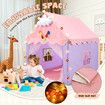 Kids Play Tent Playhouse Childrens Princess Castle Indoor Outdoor Game with Mat String Lights 1 Door 2 Windows Toys Boys Girls House Playset