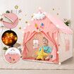 Kids Play Tent Princess Castle Playhouse Childrens Indoor Outdoor Game with Mat String Lights 1 Door 2 Windows Toys Boys Girls House Cottage