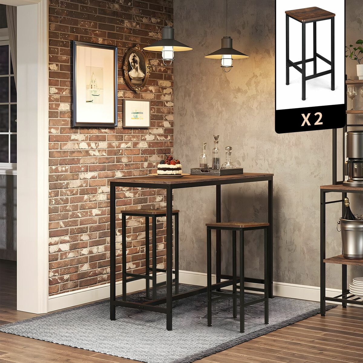 Bar Stools Set of 2 Kitchen Counter Height Barstools Dining Island Chairs Tall Modern Comfortable Backless Breakfast Seats for Home Restaurant Cafe Pub