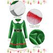 5 Pack Women Christmas Elf Costume Set Velvet Dress Belt Striped Over Knee High Socks Elf Hat Shoes for Cosplay (Size:X-Large)