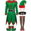 6 Pack Women Christmas Elf Costume Set Velvet Dress Santas Helper Costume Xmas Outfit Elf Hat Shoes Ears Belt Socks (Size:XX-Large)