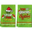 Merry Christmas Kitchen Dish Towel Set of 2, Grinch Christmas Hand Drying Baking Cooking Cloth, Winter Holiday Xmas Decor Home Decorations