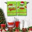 Merry Christmas Kitchen Dish Towel Set of 2, Grinch Christmas Hand Drying Baking Cooking Cloth, Winter Holiday Xmas Decor Home Decorations