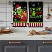 Merry Christmas Kitchen Dish Towel Set of 2, Grinch Christmas Hand Drying Baking Cooking Cloth, Winter Holiday Xmas Decor Home Decorations