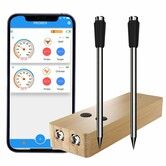 Wireless Meat Thermometer 2 Probes, 500FT Long Wireless Range Thin Probes APP Control Bluetooth Meat Thermometer