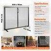 Fireplace Screen 1 Panel with Door Sturdy Iron Mesh Fireplace Screen 990(L) x780(H)MM Spark Guard Cover Simple Installation Free Standing Fire Fence Grate