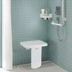 Folding ABS Shower Seat 15.7'' x 16.7'' Unfolded Wall Mounted Fold Up Shower Bench with 440 lbs Load Capacity Space Saving Fold Down Shower Chair