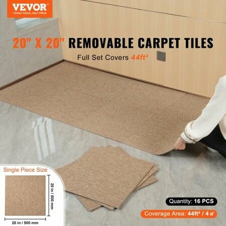 Carpet Tiles Reusable 20"x 20" Carpet Squares With Padding Attached Soft Padded Carpet Tiles Easy Install DIY for Bedroom Living Room Indoor Outdoor
