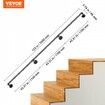 Pipe Stair Handrail 11FT Staircase Handrail 440LBS Load Capacity Carbon Steel Pipe Handrail Industrial Pipe Handrail with Wall Mount Support Round
