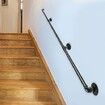Pipe Stair Handrail Staircase Handrail 8 FT Carbon Steel for Wall Mount