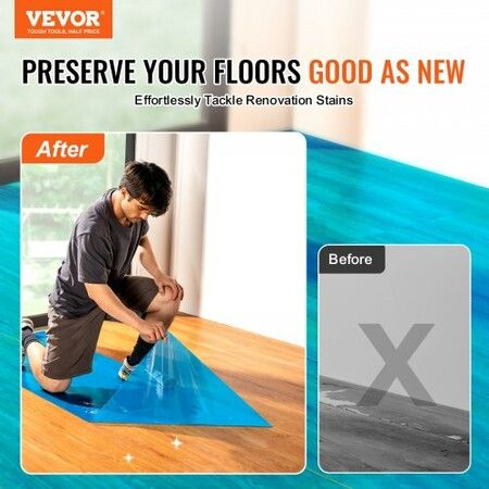 Floor Protection Film 24" x 200' Self Adhesive Car Mat Protector PE Blue