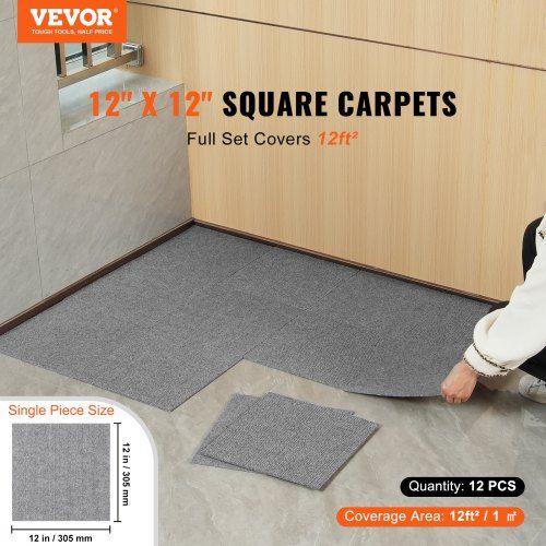 Carpet Tiles Peel and Stick 12x 12 Squares Self Adhesive Carpet Floor Tile Soft Padded Carpet Tiles Easy Install DIY for Bedroom Living Room Indoor Outdoor