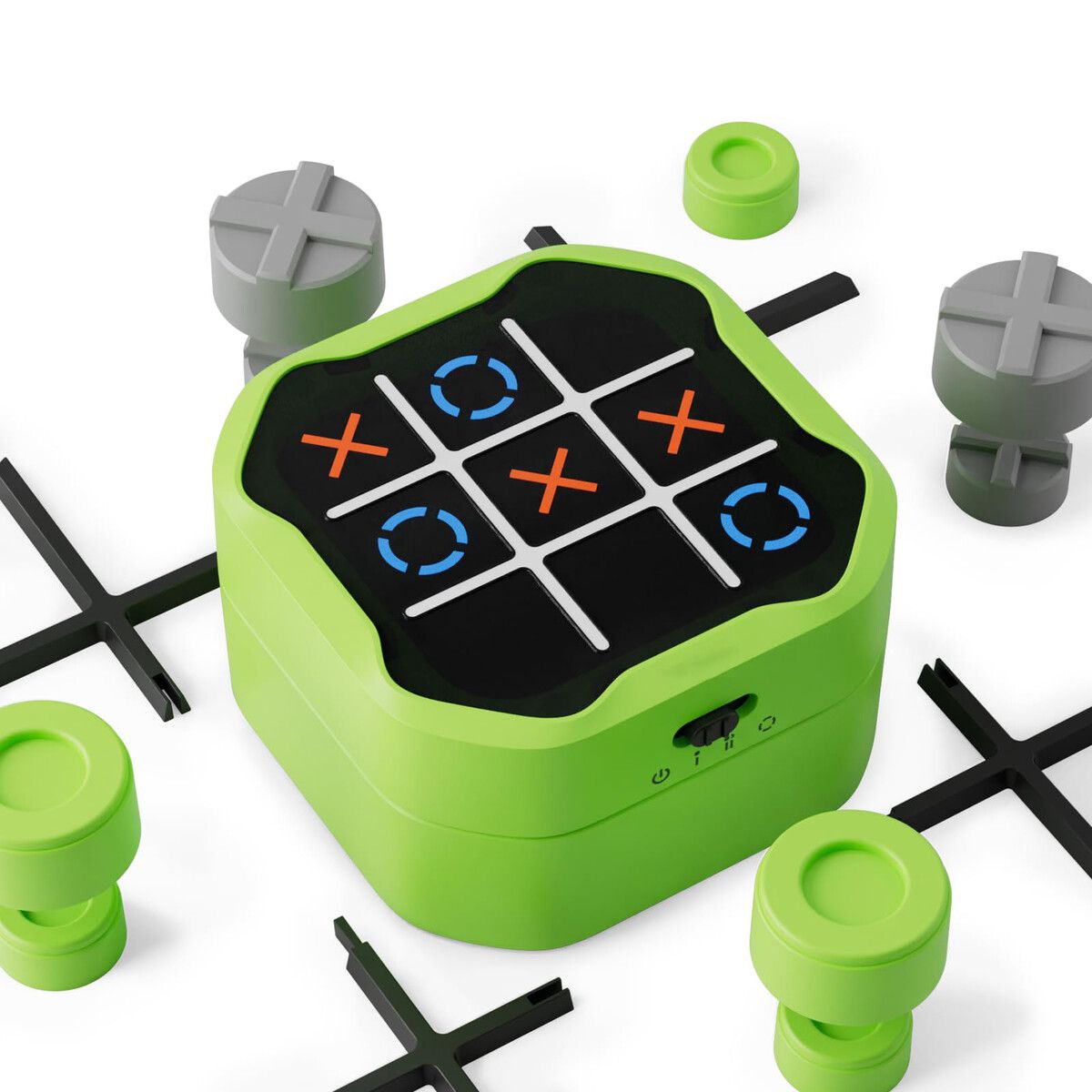 Tic Tac Toe Bolt Game,Original 3-in-1 Handheld Puzzle Game Console,Portable Travel Games for Car Ride,Board Games,Birthday Gifts for Ages 3+ (Green)