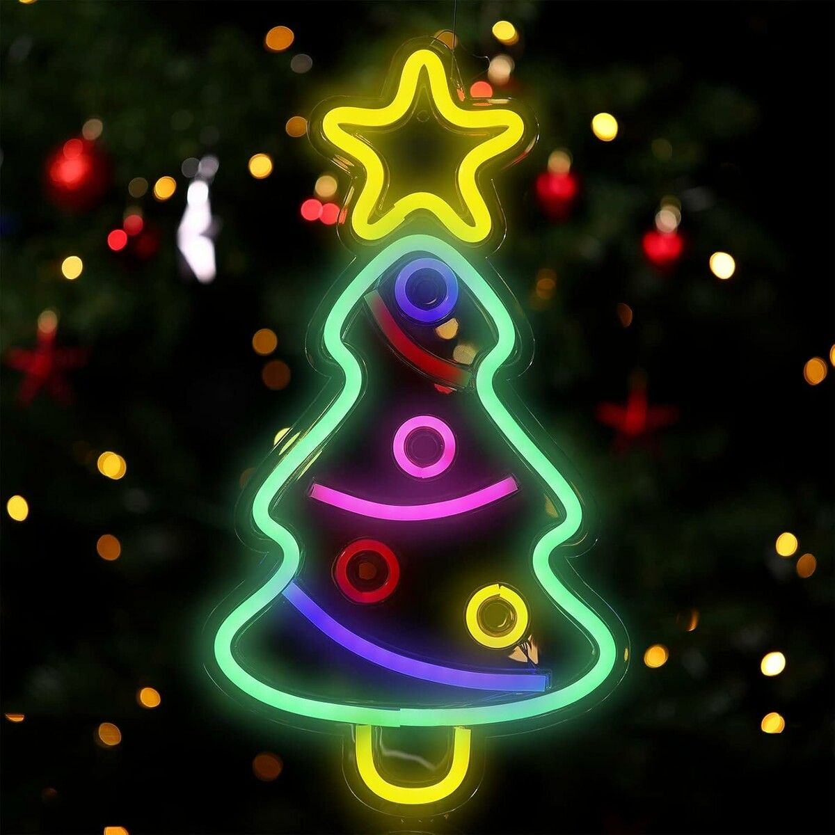 Christmas Tree Neon Light Signs, Festival LED Xmas Tree Neon Light Wall Decorative Light USB Powered for Bedroom Birthday Party