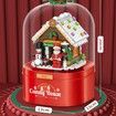 Christmas Music Box Building Block Kit,with Auto Rotating Snow Play Christmas Music for Christmas New Year Gifts