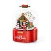 Christmas Music Box Building Block Kit,with Auto Rotating Snow Play Christmas Music for Christmas New Year Gifts