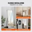 Full Length Mirror 1800x785 mm Extra Large Standing Hanging or Leaning Rectangle Floor Tempered Mirror with Stand Aluminum Alloy Frame Mirror Black