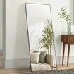 Full Length Mirror 1800x785 mm Extra Large Standing Hanging or Leaning Rectangle Floor Mirror with Tempered Glass Aluminum Alloy Frame Mirror Black