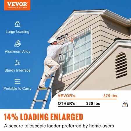 Telescoping Ladder Aluminum Extension Step 12.5 ft Multi-purpose Portable